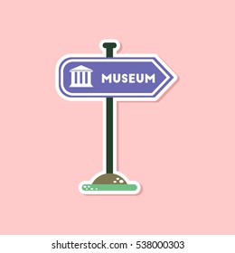 paper sticker on stylish background Museum sign