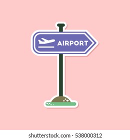 paper sticker on stylish background airport sign