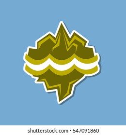 paper sticker on stylish background of nature melting glacier