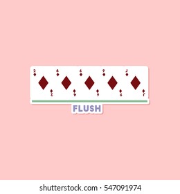 paper sticker on stylish background poker flush cards