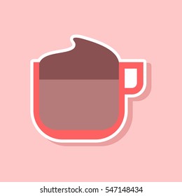paper sticker on stylish background coffee with milk cream