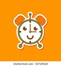 paper sticker on stylish background Kids toy alarm clock