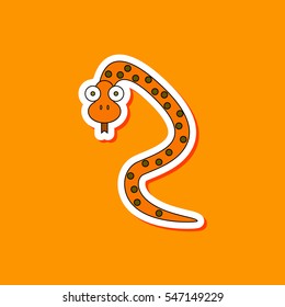paper sticker on stylish background Kids toy snake