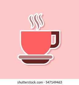 paper sticker on stylish background coffee cup flavor