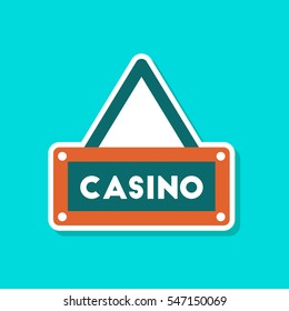 paper sticker on stylish background casino sign