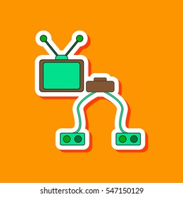 paper sticker on stylish background Kids toy TV game console