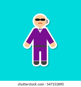 paper sticker on stylish background male guard