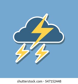 paper sticker on stylish background of lightning cloud