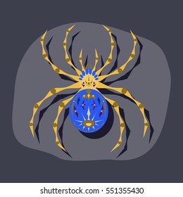 paper sticker on stylish background halloween spider