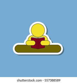 paper sticker on stylish background man reading book