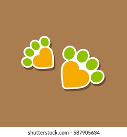 paper sticker on stylish background cat tracks