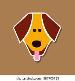paper sticker on stylish background pet dog
