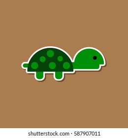 paper sticker on stylish background sea turtle