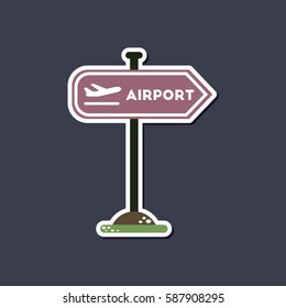 paper sticker on stylish background airport sign