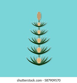 paper sticker on stylish background flower Equisetum