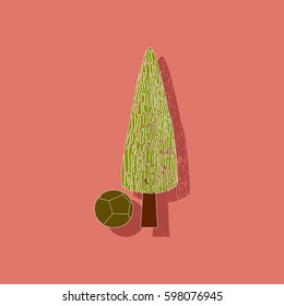 paper sticker on stylish background plant Cupressus
