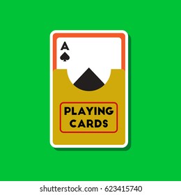paper sticker on stylish background playing cards