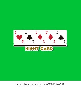 paper sticker on stylish background poker high card
