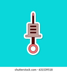 paper sticker on stylish background Kids toy syringe