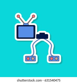 paper sticker on stylish background Kids toy TV game console