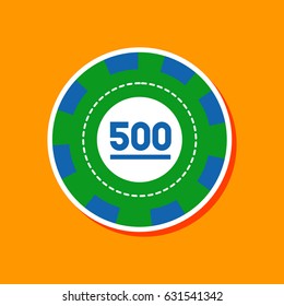 paper sticker on stylish background single poker chips