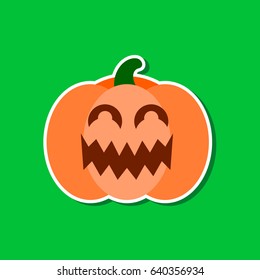 paper sticker on stylish background halloween pumpkin