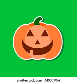 paper sticker on stylish background halloween pumpkin