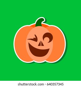 paper sticker on stylish background halloween pumpkin