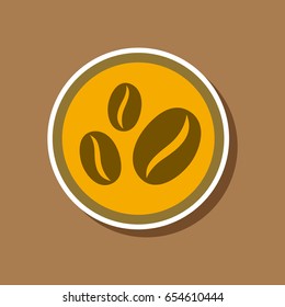 paper sticker on stylish background beans coffee logo