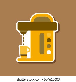 paper sticker on stylish background coffee electronic machine