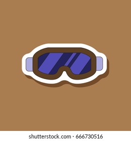 paper sticker on stylish background Ski goggles