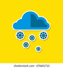 paper sticker on stylish background of cloud Snow