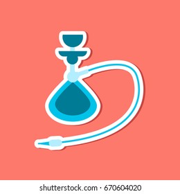 paper sticker on stylish background of smoke hookah