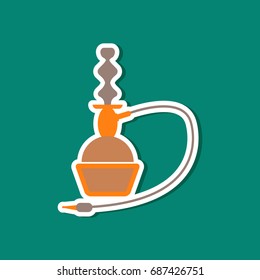 paper sticker on stylish background of smoke hookah