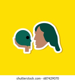 paper sticker on stylish background Hamlet