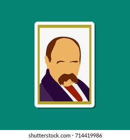 paper sticker on stylish background Taras Shevchenko