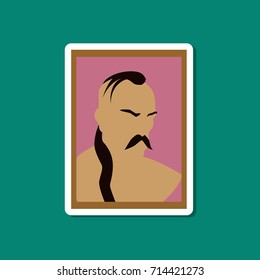 paper sticker on stylish background of Ukrainian Cossack