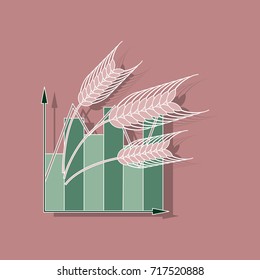 paper sticker on stylish background Wheat infographics