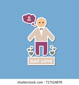 paper sticker on stylish background of gays lovers