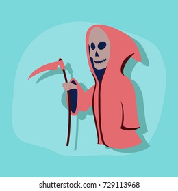 paper sticker on stylish background halloween death scythe