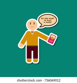 paper sticker on stylish background poker man player