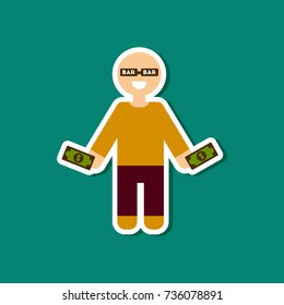 paper sticker on stylish background poker man player