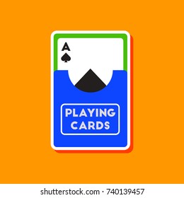 paper sticker on stylish background playing cards