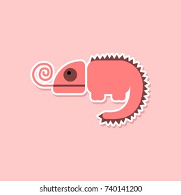paper sticker on stylish background chameleon
