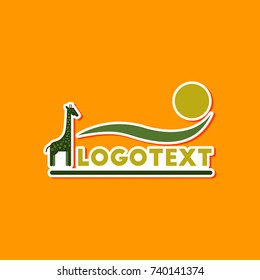 paper sticker on stylish background giraffe logo