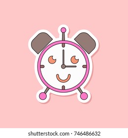 paper sticker on stylish background Kids toy alarm clock
