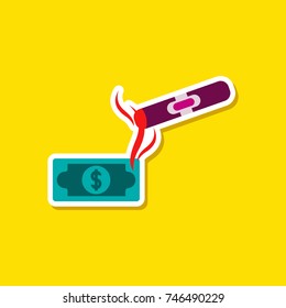 paper sticker on stylish background poker cigar dollar