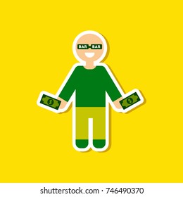 paper sticker on stylish background poker man player