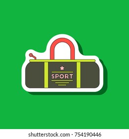 paper sticker on stylish background Sports bag