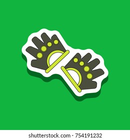 paper sticker on stylish background Gloves for the gym